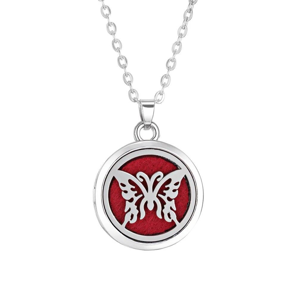 Stainless Steel Fashion Tree of Life Aromatherapy Necklace Essential Oil Diffuser Perfume Locket Pendant Women Jewelry Gift