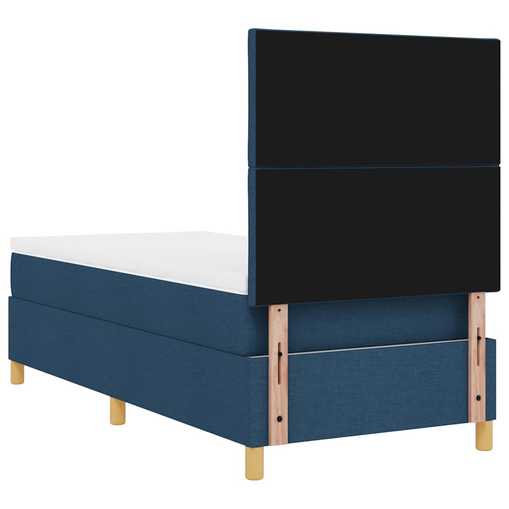 Boxspring Bed with Mattress and Headboard Blue 90 x 200 cm Fabric