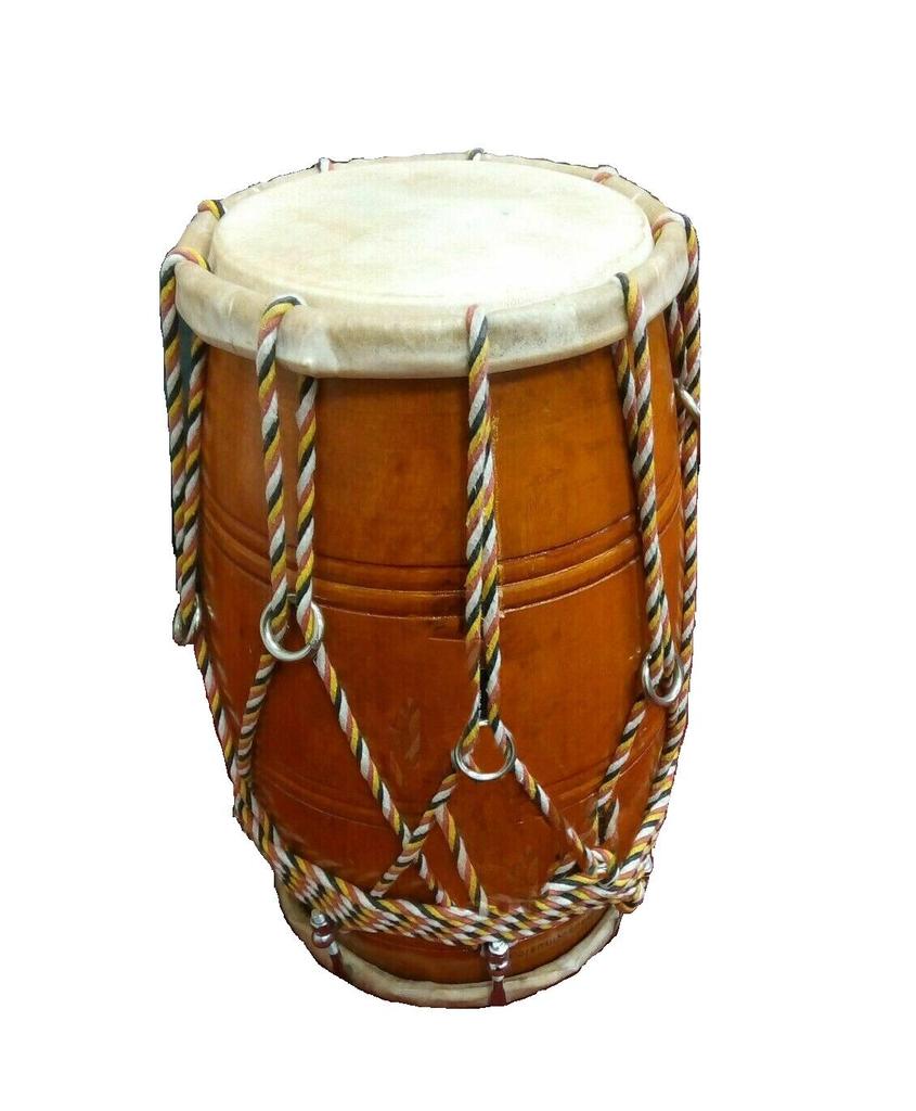 Rope Dholak Mango Wood Indian Folk Traditional Musical Instrument with Carry Bag for Kirtan & Weddings