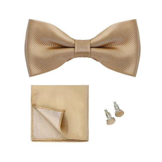 1 Set Men Bow Tie Kit Solid Color Bow Tie Kerchief Cufflinks Set Weddings Business Events Outfit Accessories