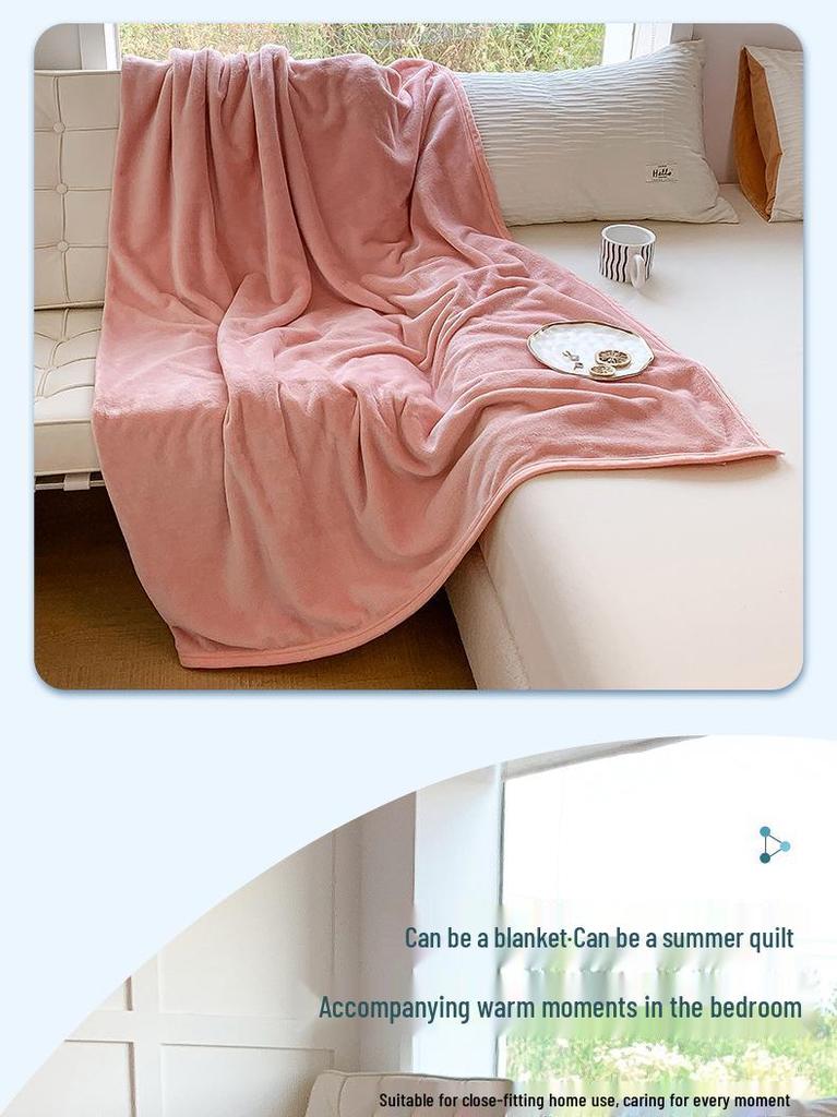 Plush Coral Fleece Blanket 300g - Soft, Thick, Machine Washable Throw for Dorm or Sofa