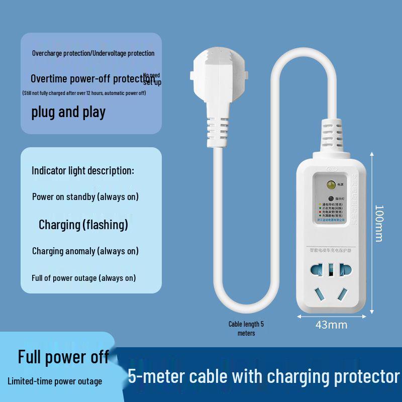Electric Vehicle Charging Power-off Protector Timer Extension Cord