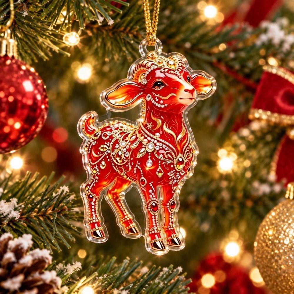 2D Flat Xmas Tree Sheep Hanging Ornaments 2027 Year of The Sheep Keychain Shop Window Display
