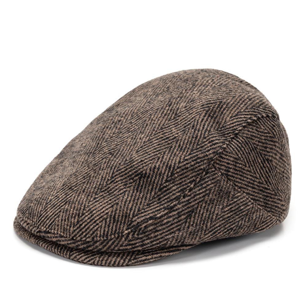 Vintage Striped Beret Women Autumn And Winter Artist Painter Hat Korean-Style Casual Versatile Trendy Ivy Cap Men Newsboy Cap