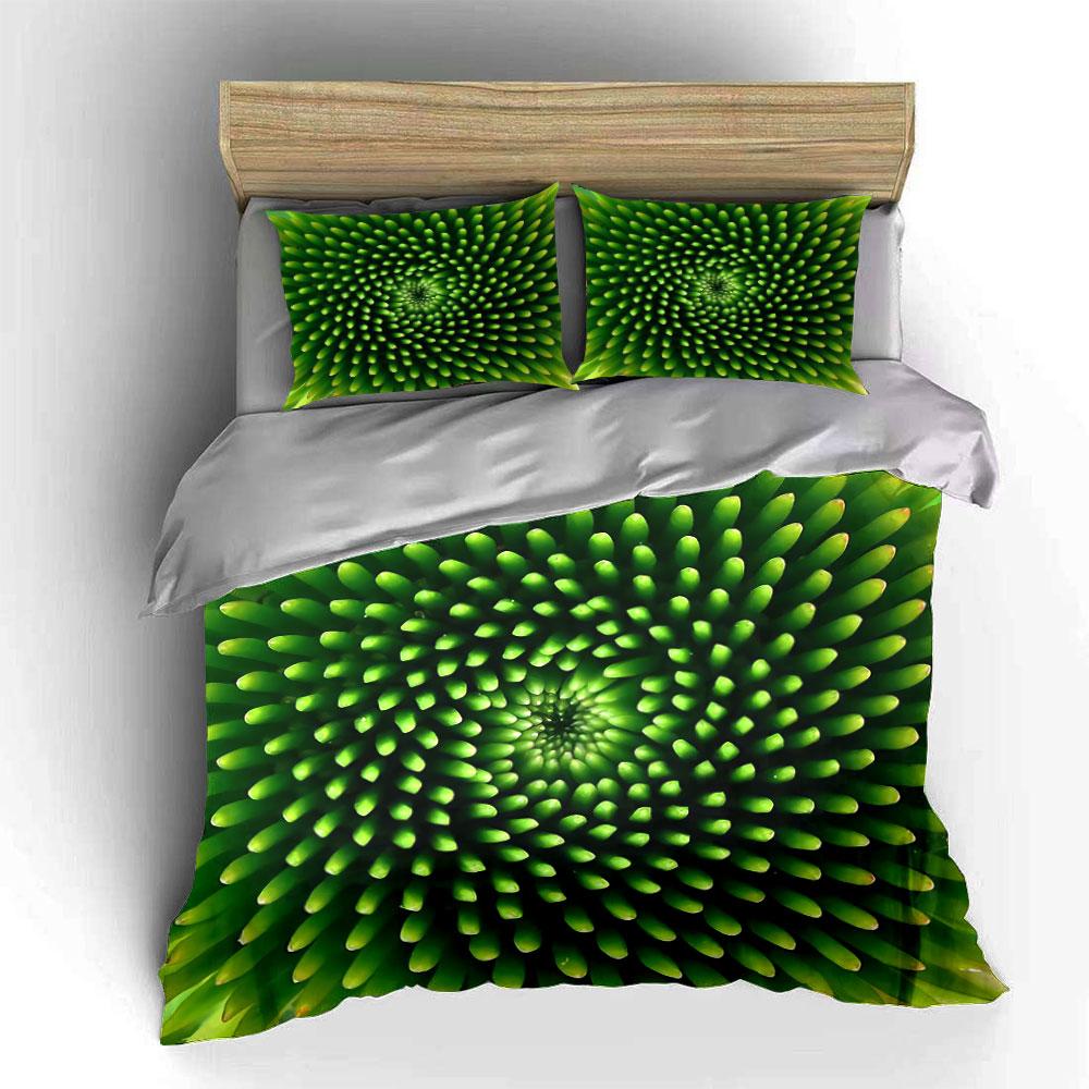 Green Spiral Decorative Set Soft Comfortable Duvet Cover Bedding Set Included 1*Duvet Cover & 2*Pillowcases, Gift
