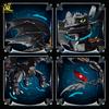 HUIQIBAO 1026PCS MOC Black dragon Monster Building Blocks movie series animals model assembly Bricks Toy set for children gift