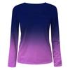 Women's Fashion Long Sleeve Gradient Button Low Chest Sexy Pullover T-Shirt Top