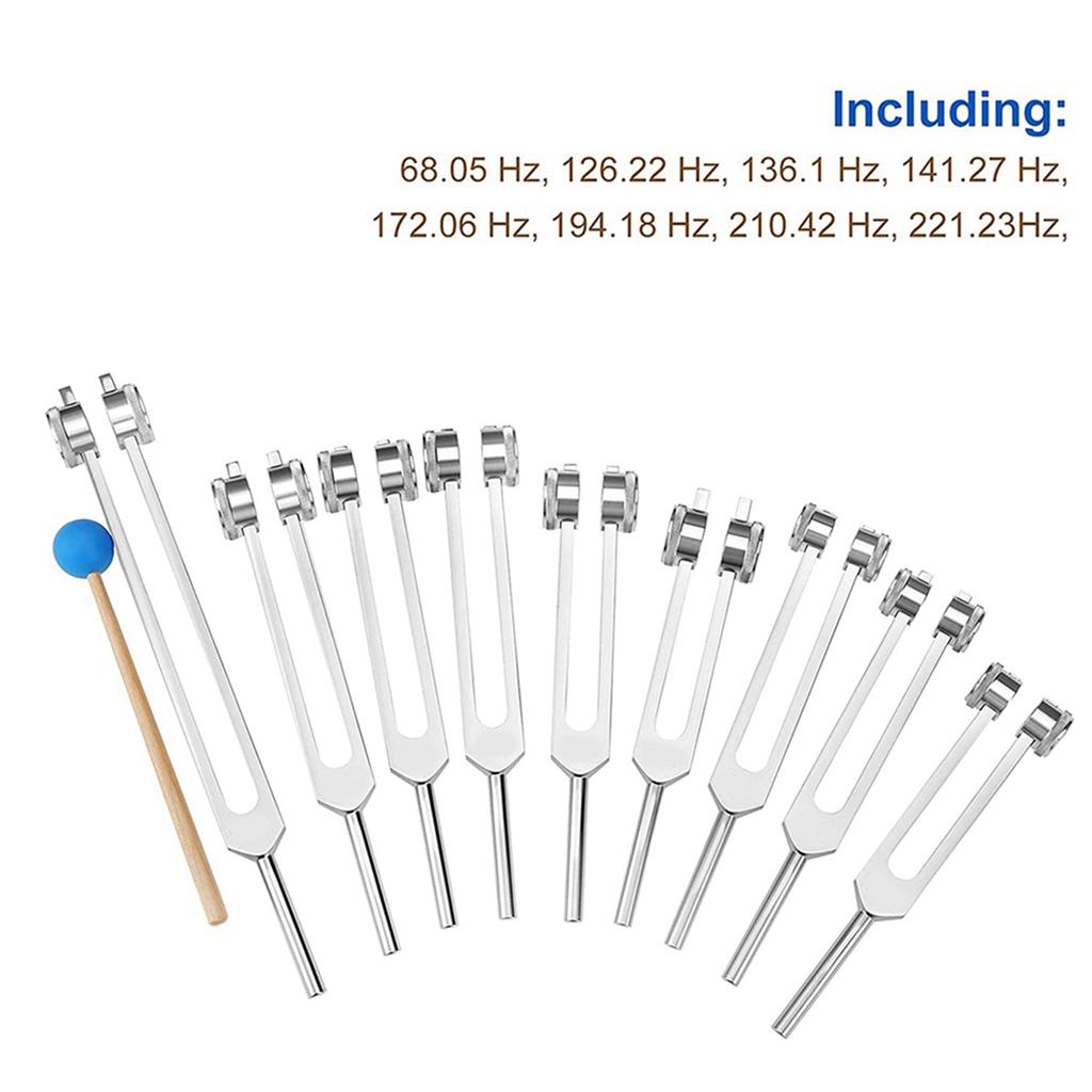 A96I-Aluminum Alloy Chakra Tuning Forks Set With Hammers For Healing, Sound Therapy, Meditation, Yoga