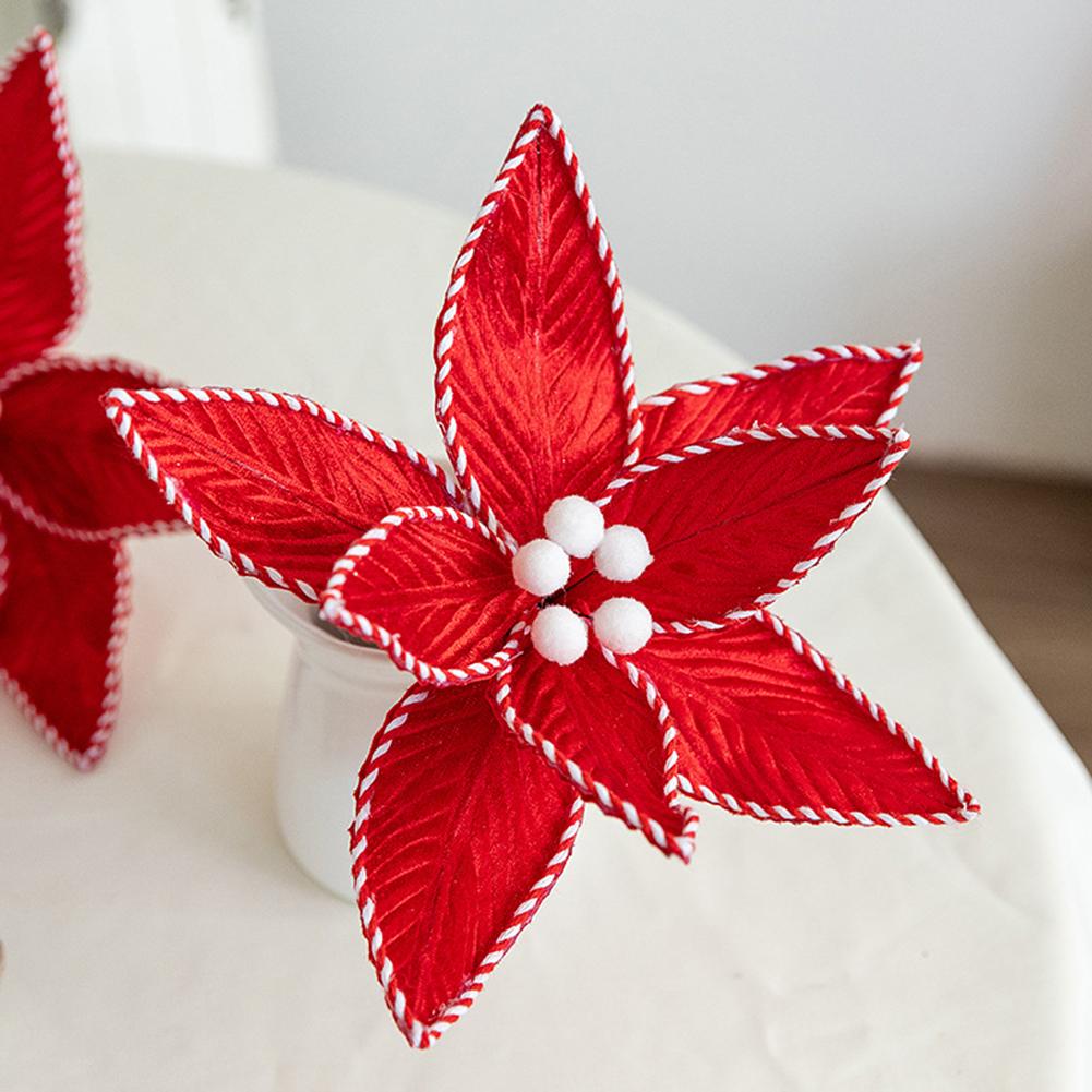 25cm Durchmesser Blumen Weihnachten Plüschblumen Rot Weiß Dekoration