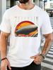 Unisex Crew Neck Tee Vintage Zeppelin Airship Sunset Art Print Short Sleeve Top Retro Rock Summer Outside Casual Daily Street Wear