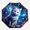 1pc Starry Cat Design Cartoon Umbrella, Portable 3-Fold Compact Umbrella, Suitable for Camping, Hiking and Travel, Ideal Easter Birthday Gift for Fami
