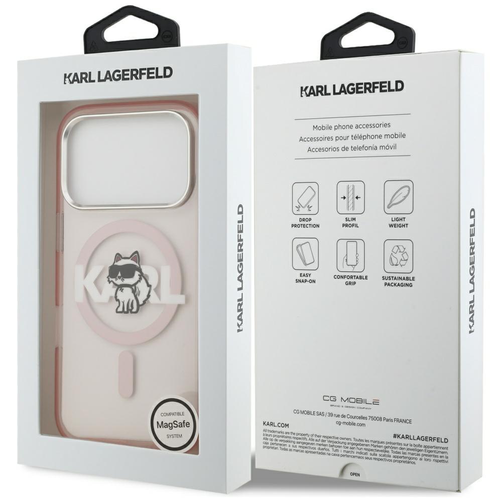 Karl Lagerfeld IML Choupette Sketch Logo MagSafe Case for iPhone 17 Pro Pink