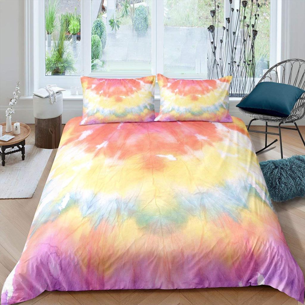 Carton Rainbow King Quen Soft Duvet Cover Children Kids Young Girls Clouds Beding Set Love Heart Warm Comforter Cover Polyester Comfortable Quilt