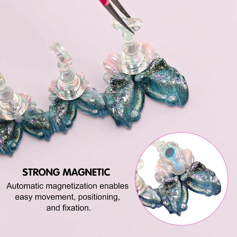 5Pcs/Set Aurora Butterfly Magnetic Nail Tip Display Stand For Manicure Press-On Nails Training Gel Nail Polish Nail Tip Display