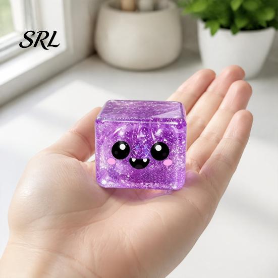 Halloween Stress Cube Ghost Sensory Toy, Anxiety Relief Squeeze Toy Slow Rising Glitter Pinch for Kids Adults