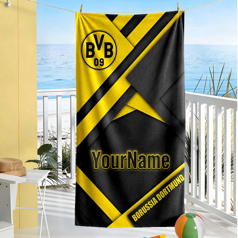 Borussia Dortmund Customizable Name Beach Towel High Absorbency & Quick-Dry