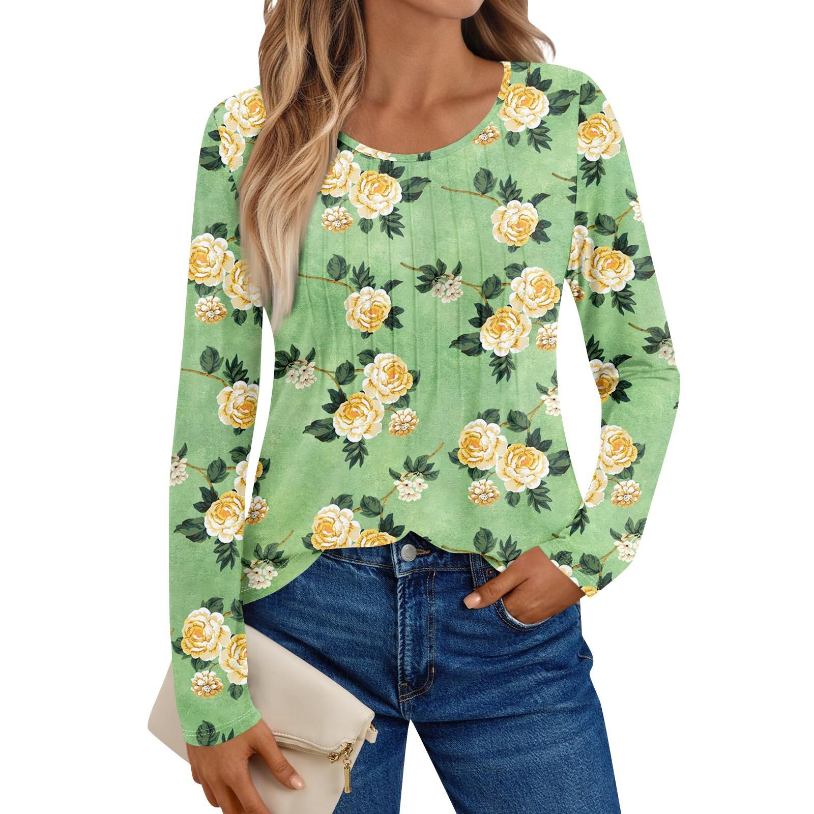 

Women s Long Sleeve Shirts Graphic Tees Casual Basic Tops Pullovers XL зелений