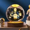 Remote Control Crystal Ball Night Light with Wooden Base – 3D Carving Luminous Glass Ornament, Perfect for Birthdays.