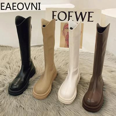 Fashion New Woman Knee High Boots Fashion Zippers Ladies Elegant Thick Bottom Long Boots Shoes Winter Women's Boots