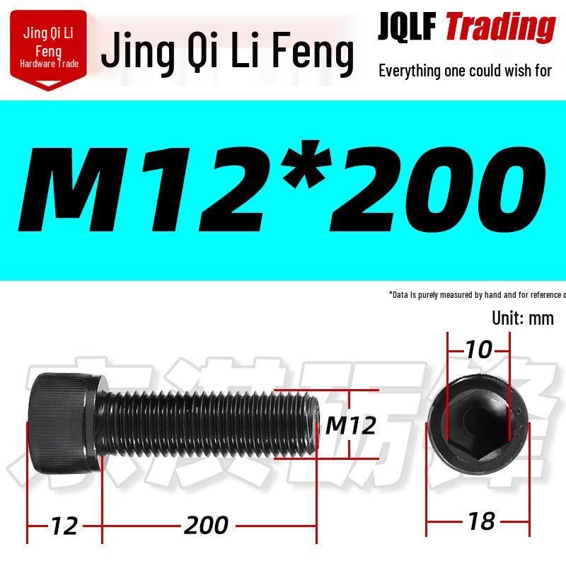 Grade 12.9 Full Thread Hex Socket Head Cap Screws - M3-M14 Black Cylindrical Bolts for Maker Accessories