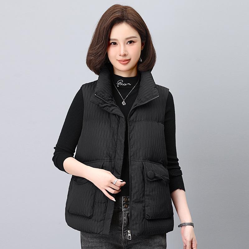 

Женский короткий теплый пуховый жилет - 2024 Осень/Зима Повседневный свободный жилет из пуха белой утки 2XL