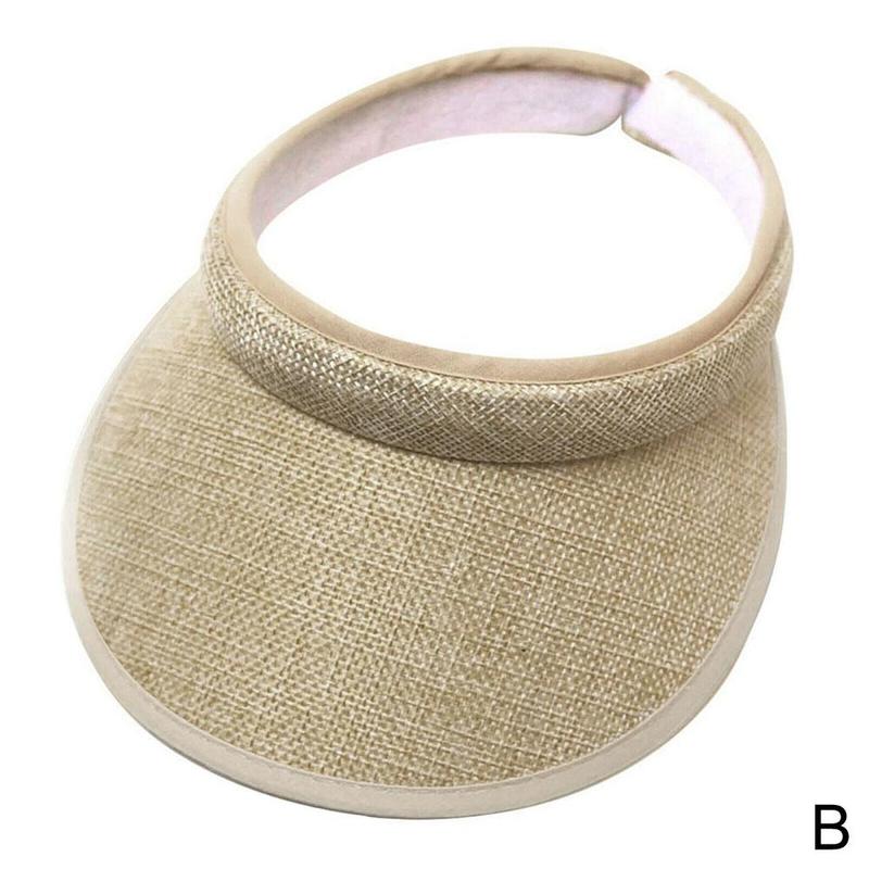 Linen Cotton Fashion Sun Hats Visor Hat Unisex Summer Portable Clip Style Outdoor Parent-Child Hollow Top Sunshade Hat 54-58cm