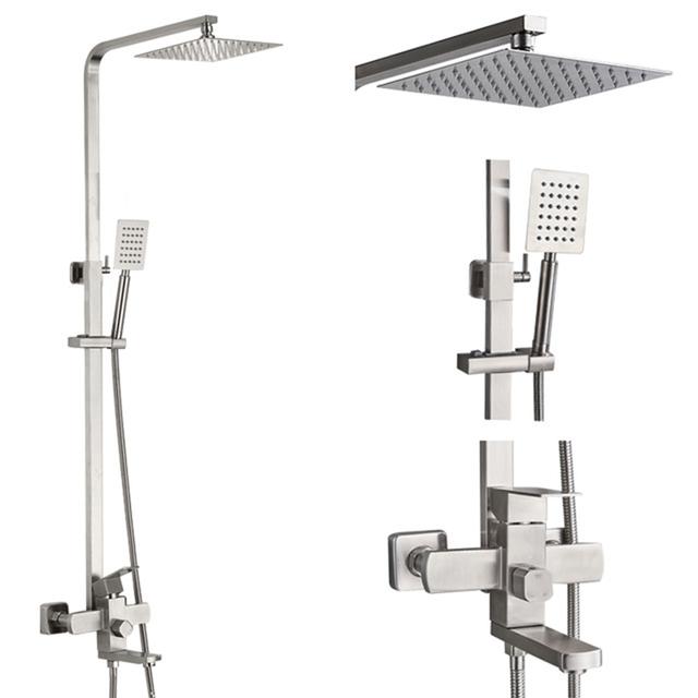 Bathroom 8" Rainfall Shower Faucet Bath Faucet Wall Mounted Swivel Bath Spout Shower Mixer Tap Shower Faucet Shower Set Mixer