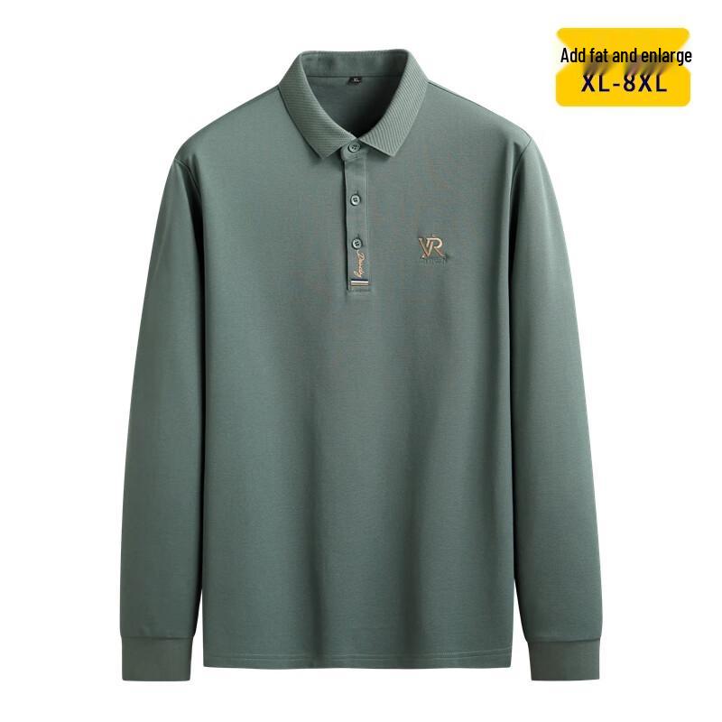 Men's Plus Size Embroidered Long Sleeve Polo Shirt