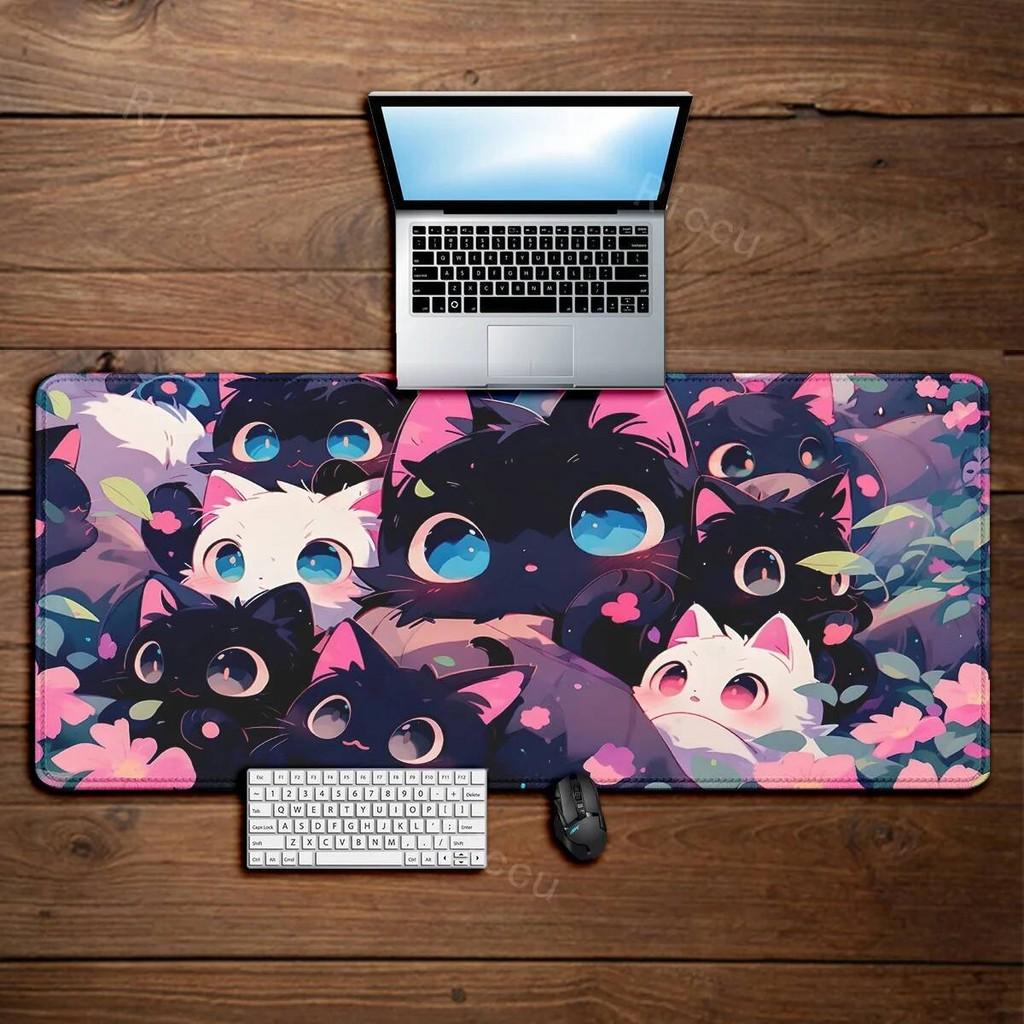 Cute Black Cat teclado mousepad Office Computer Desk Mat Table Keyboard Big mouse pad Laptop Cushion Nonslip Deskpad Home Decor