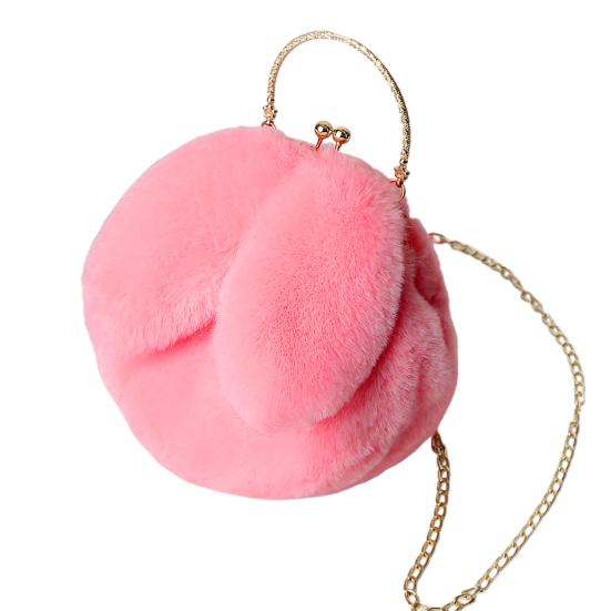Women Cute Rabbit Ears Faux Fur Crossbody Chain Shoulder Bag Pouch Purse Handbag