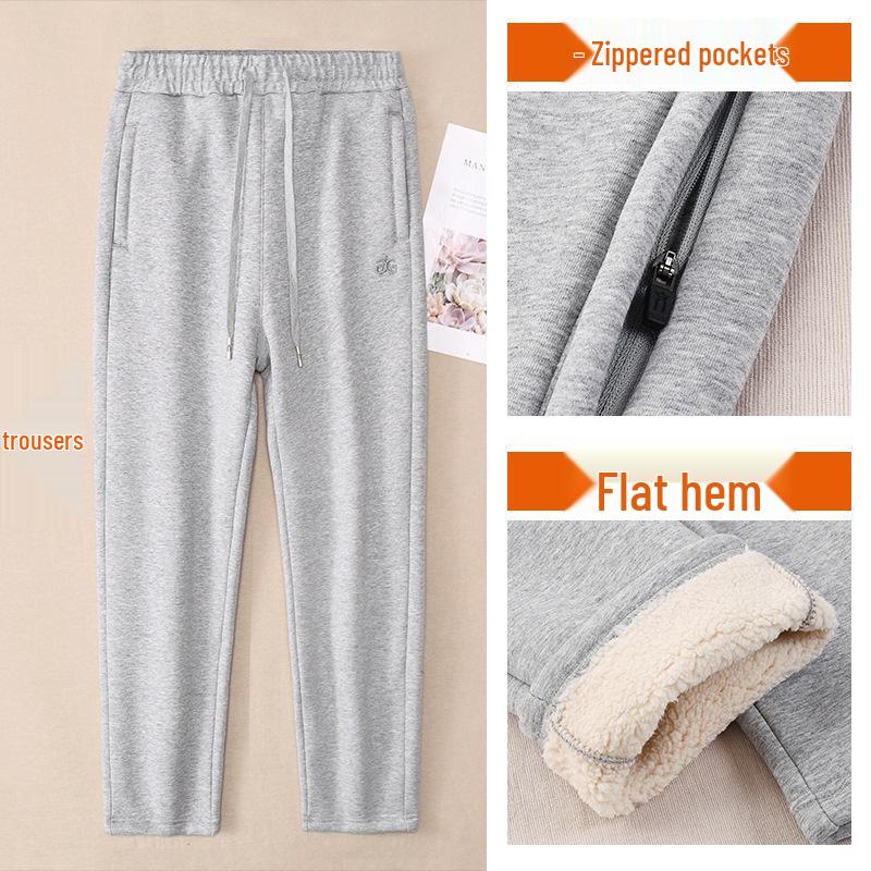 GAGN Women's Plus Size Winter Fleece-Lined High Waist Sweatpants with Zipper Pockets and Extra Long Fit.