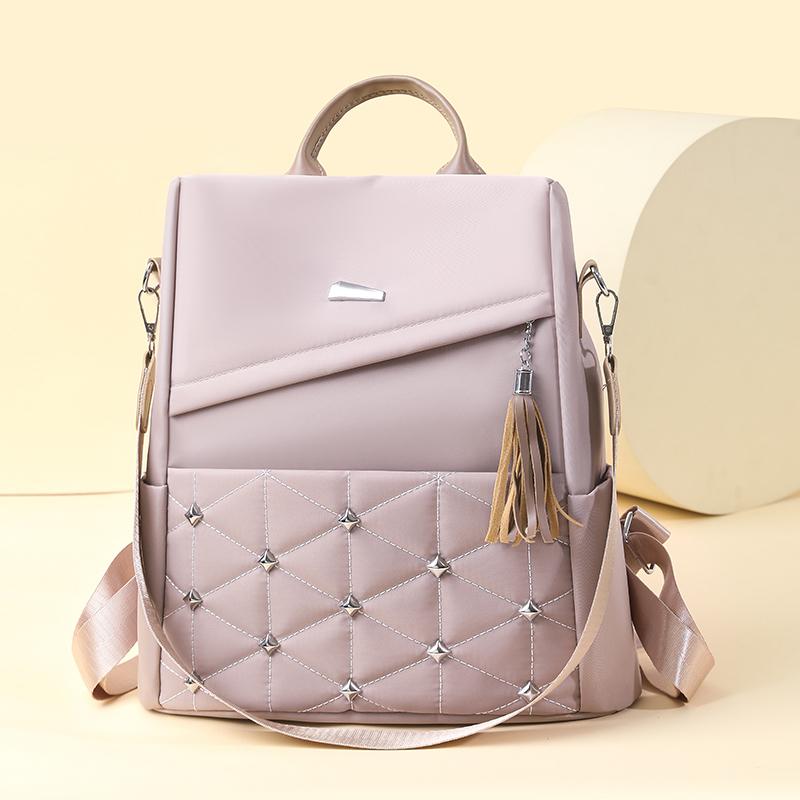 Embroidered Rhomboid Backpack Large Capacity Women's Commuter Bag Multifunctional Shoulder Bag
