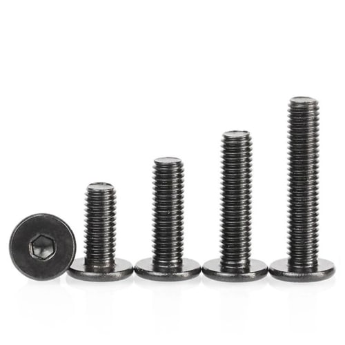 10pcs M5/M6/M8cm Black Stainless Steel Hex Hex Socket Ultra-Thin Ultra-Low Flat Head Allen Cap Screws Bolts (M6X25mm(10pcs))