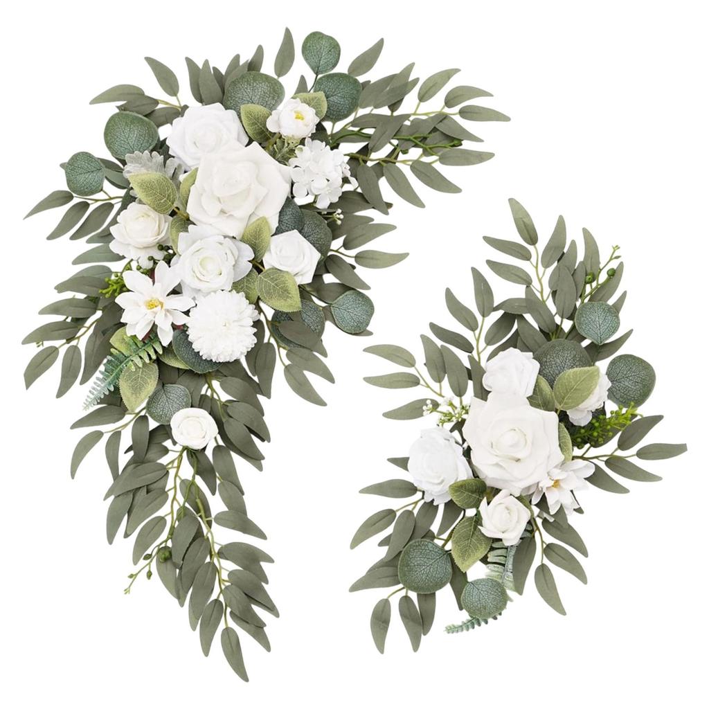 2x Wedding Arch Flowers Decoration Rustic Artificial Floral Swag for Wall Mantel