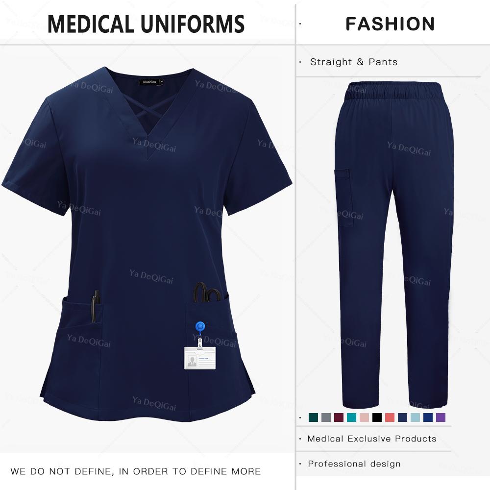 SPA Beauty Working Clothes Medical Uniforms Woman Multicolour Scrubs Nurse Uniforms Dentist Veterinary Pharmacy Clinic Scrub Set