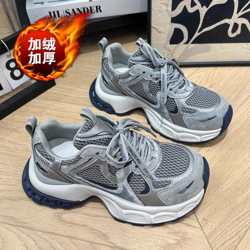Fleece dad shoes autumn and winter new thick-soled heightening comfortable warm sports casual cotton shoes