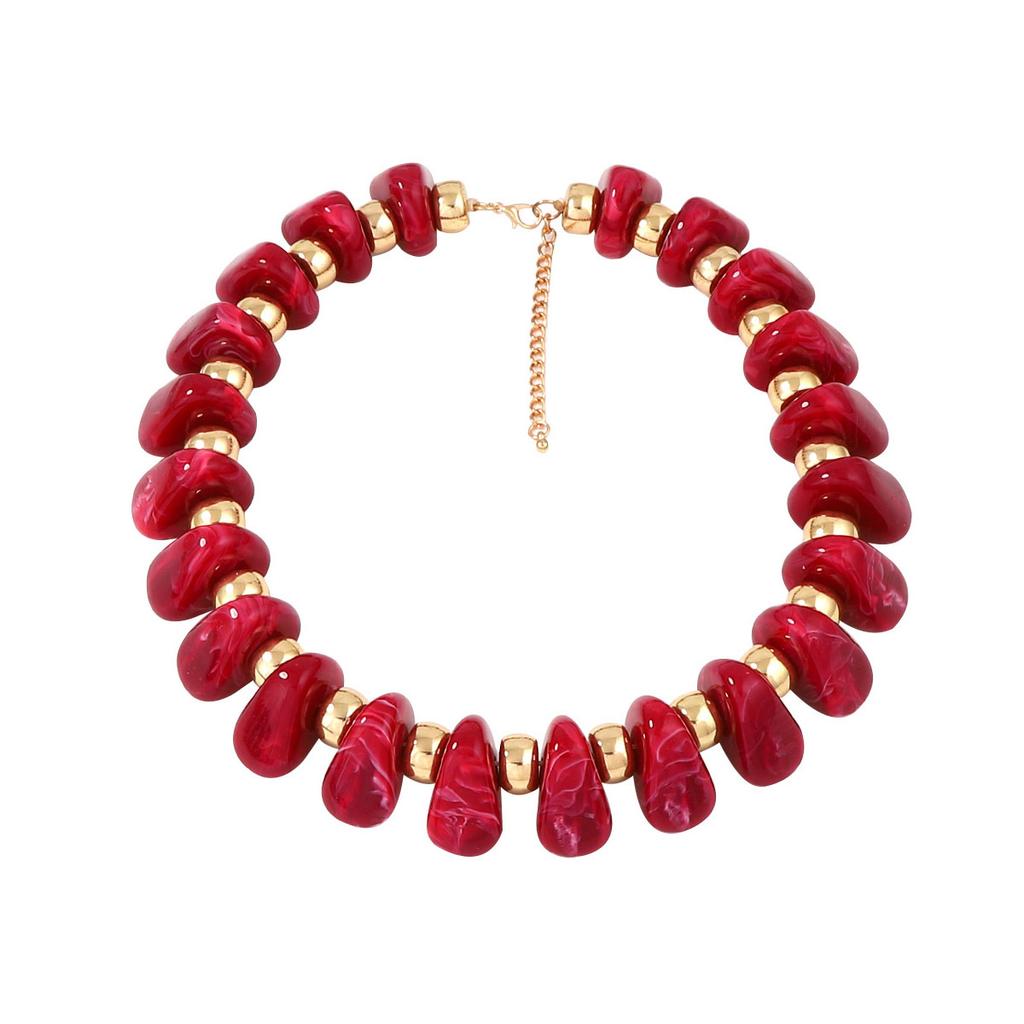 European and American exaggerated simple fashion casual versatile geometric beaded CCB necklace trend daily commuter items