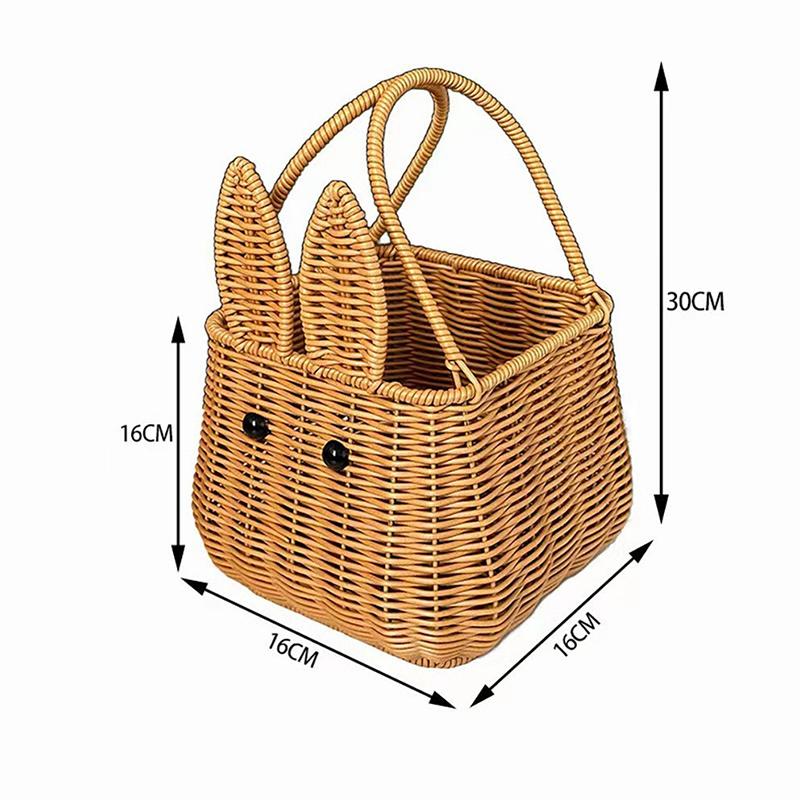 Rabbit Shape Imitation Rattan Hand-Woven Hand Basket Wedding Gift Pography Props Storage Basket Rabbit Fruit Basket