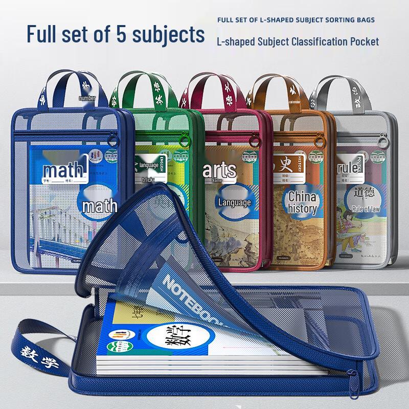 Student Subject Organizer A4 Double-Layer Mesh File Bag
