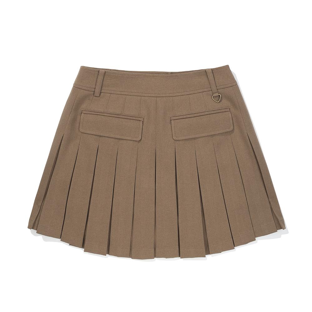 MALBON GOLF Women'S Modified Pleated Out-Pocket Skirt Dark Beige (Woman)