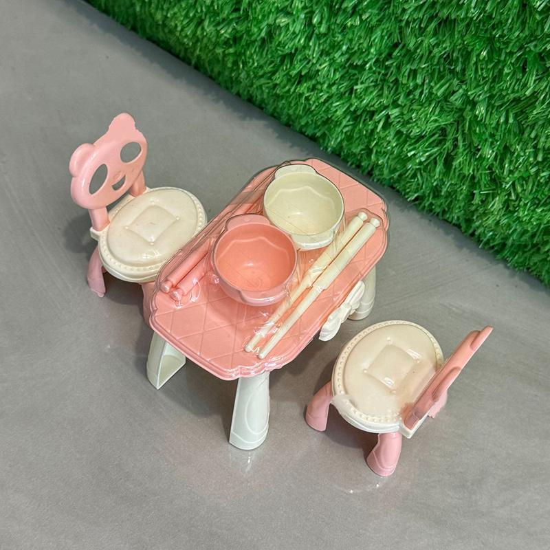 1 Set Kitchen Accessories Dollhouse Miniature Dining Table Chair Model Bowl And Chopstick Kit Mini Furniture Model Decor Toy