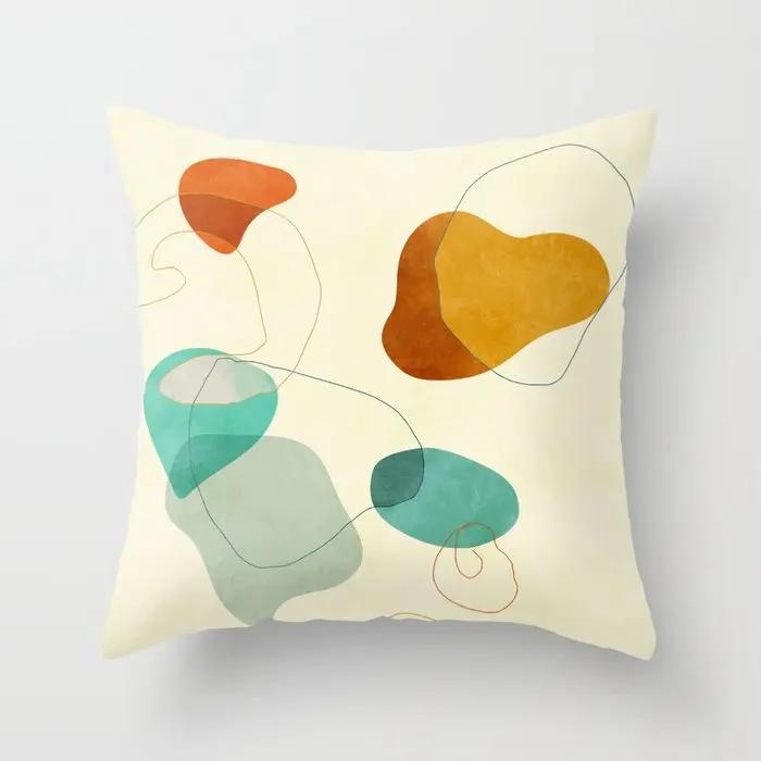Decorative Home Pillow Case Cushion Covers  Nordic    Pink Red Morandi Geometric Abstract  Yellow