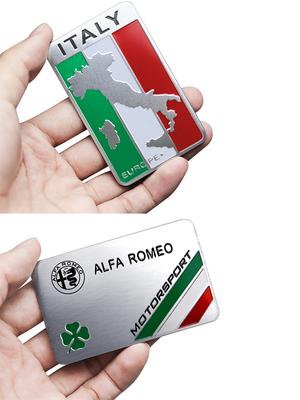For Italy Giulietta GT 156 159 147 Mito Brera Giulia F1 Stelvio Volante Clover Car Aluminum Badge Body Decor Sticker