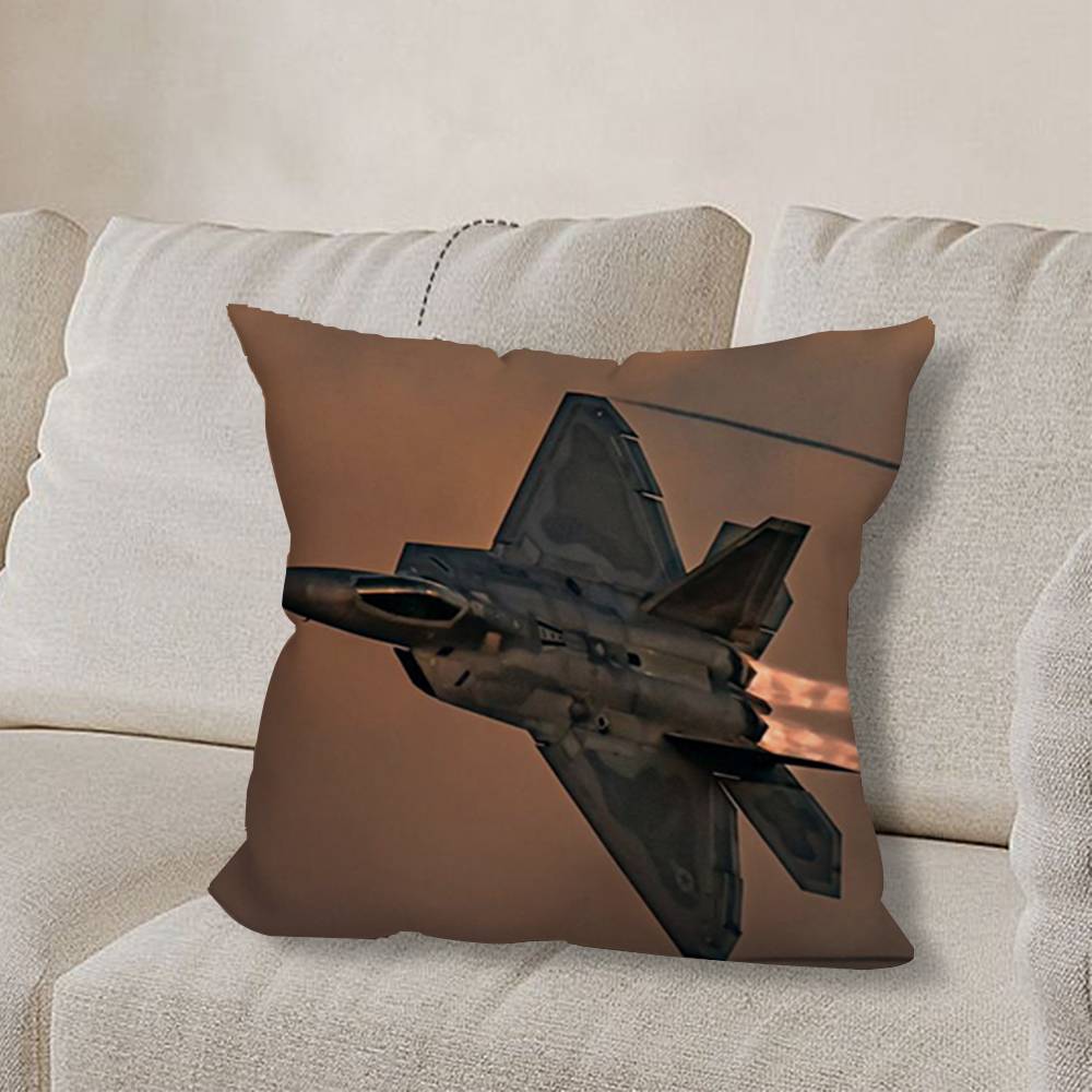 F-F35 F-Fighter Jets F22 Pillow Case Anti-dustmite Pillowcase Invisible Zipper Silky Short Plush Sofa Cushion Cover