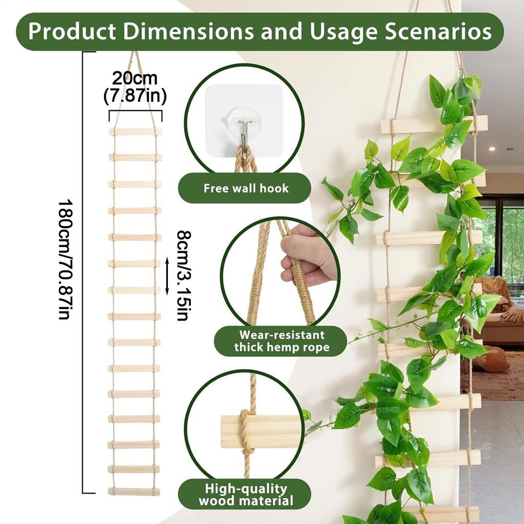 180x20cm Indoor Plant Ladder Wooden Vertical Monstera Support Vine Climbing Support For Home Apartment Balcony Patio decoration