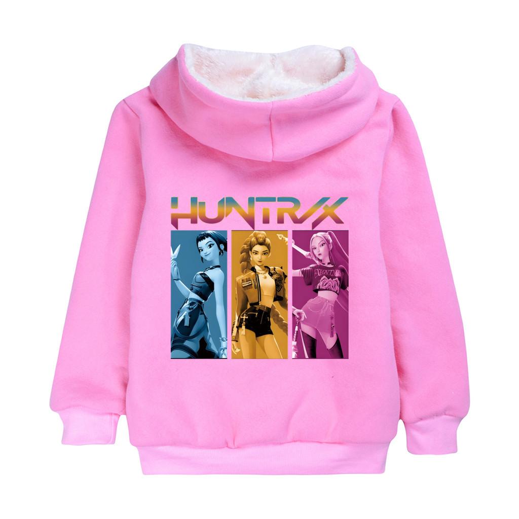 4834 Huntrix Kpop Zoey Mira Rumi Print Kinder Mädchen Reißverschluss Langarm Samt Warm Winterjacke