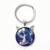 Yin Yang Double Cat Ear Gem Keychain - Trendy Unisex Alloy Accessory