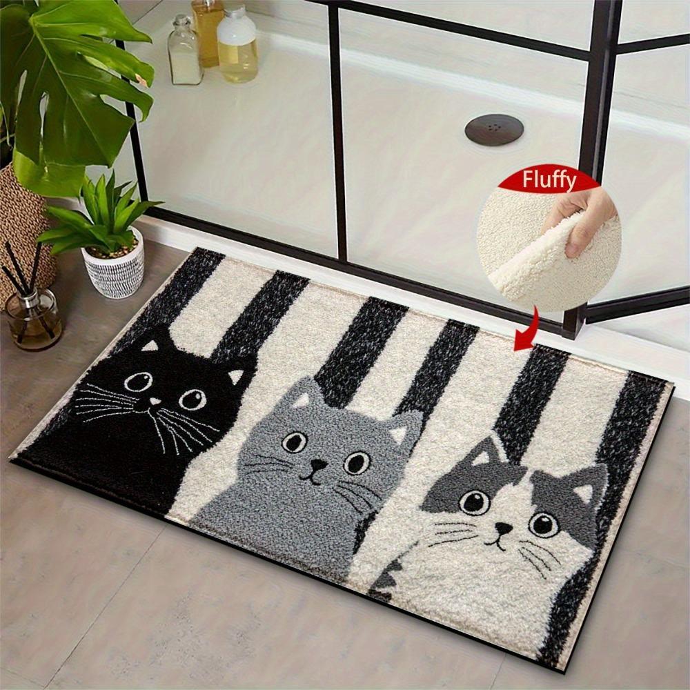 New Striped Cartoon Cat Carpet Washable Soft Door Mat Home Decor Dirty Resistant Floor Mat Rug