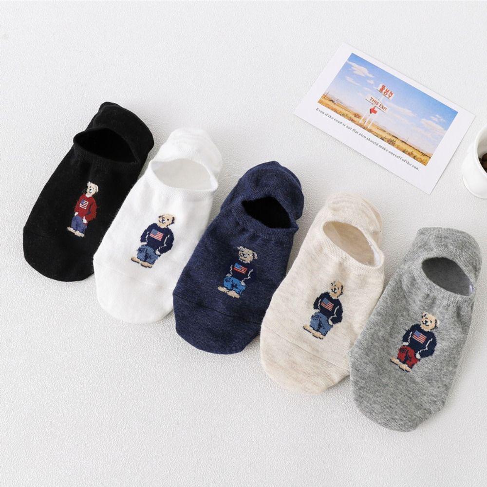 

Cartoon Slippers Socks Middle Tube Hosiery Casual Hosiery Korean Style Socks Men s Boat Socks бежевий