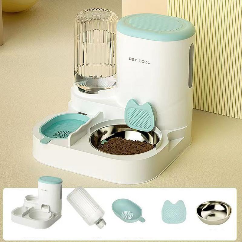 Feeder and Water Dispenser Set Dog Automatic Food Water Dispenser Kit Large Capacity Pet Feeding Station for Cats Dogs Rabbits